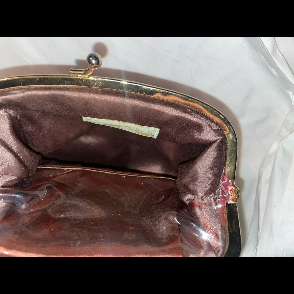 Deux Lux Pink Metallic Fold Over Clutch With Snap Closure.. New - Picture 11 of 15